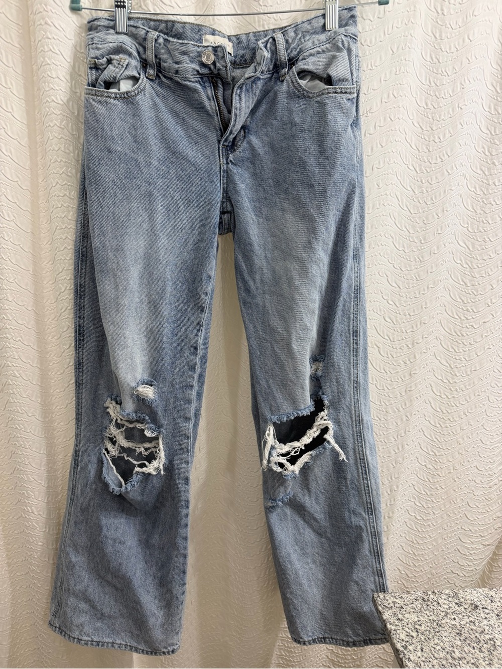 Pacific Sunwear Light Blue Distressed Flare Jeans